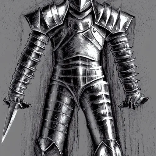 Prompt: knight full body portrait, metal knight armor, high detail, high quality, by kentaro miura