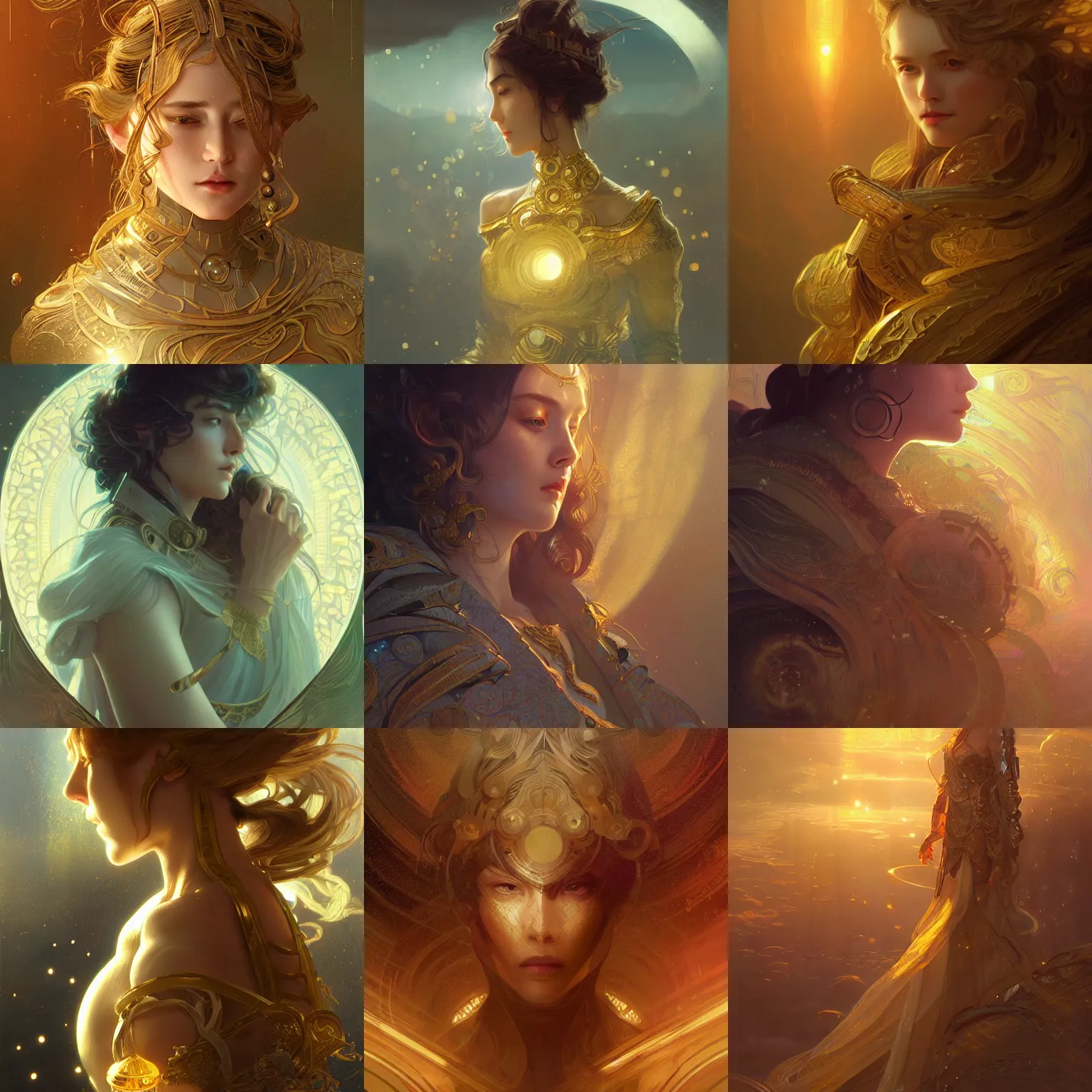 Prompt: Heimdallr, sci-fi, fantasy, intricate, very very beautiful, elegant, golden light, highly detailed, digital painting, artstation, concept art, smooth, sharp focus, illustration, art by WLOP and tian zi and alphonse mucha