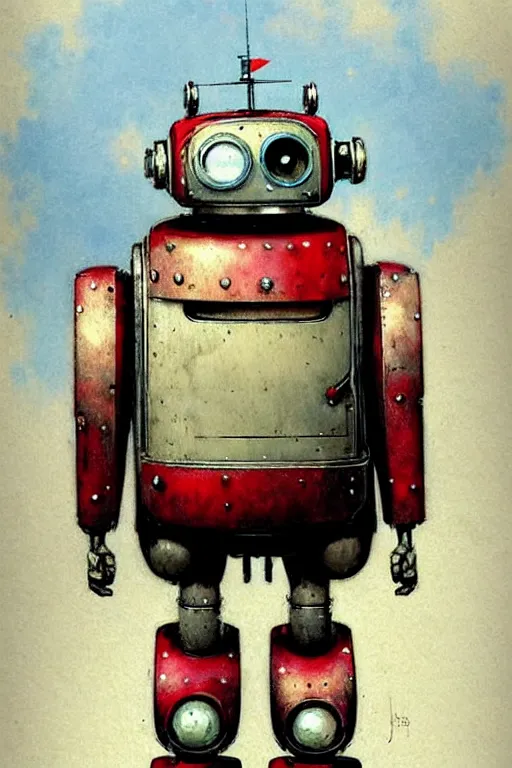 Image similar to adventurer ( ( ( ( ( 1 9 5 0 s retro future android robot fat robot dog wagon. muted colors. ) ) ) ) ) by jean baptiste monge!!!!!!!!!!!!!!!!!!!!!!!!! chrome red