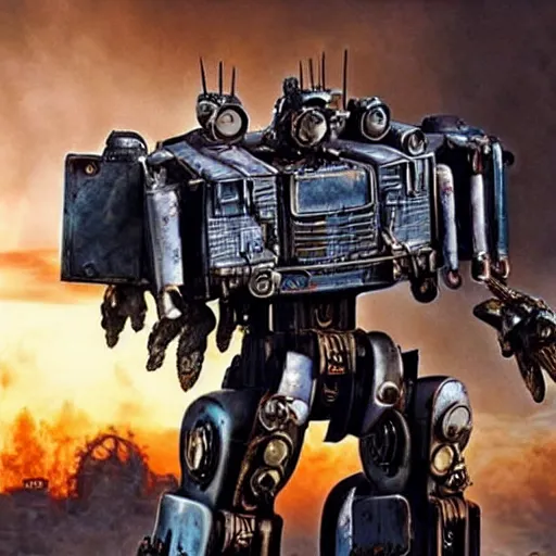 Prompt: a steampunk transformer, a still of transformers movie