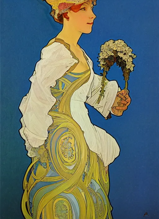 Prompt: Real life Marge Simpson, painted by Alphonse Mucha, highly detailed, 8k