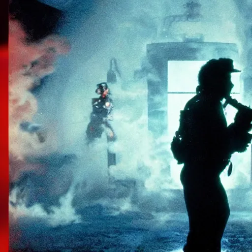 Image similar to stunning awe inspiring michael jackson as a ghostbuster in the movie ghostbusters, movie still 8 k hdr atmospheric lighting