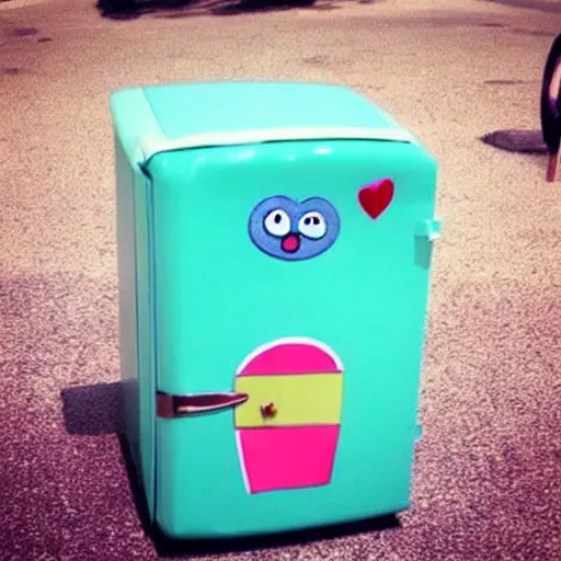 Prompt: tiny cute fridge with human features, super cute, tiny , adorable, awww aspiring, very cute