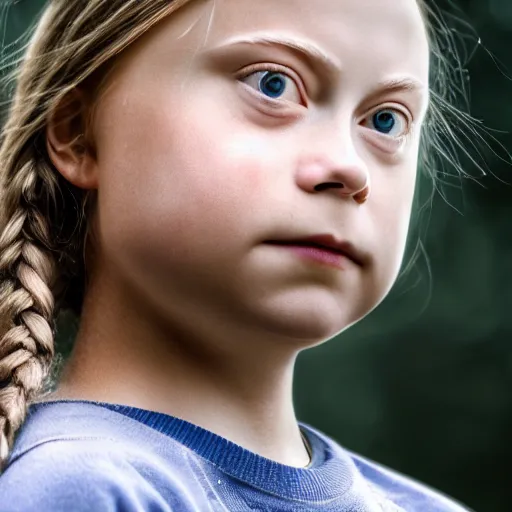 Image similar to closeup portrait of greta thunberg, depth of field, zeiss lens, detailed, symmetrical, centered, fashion photoshoot, by Annie Leibovitz and Steve McCurry, David Lazar, Jimmy Nelsson, Breathtaking, 8k resolution, extremely detailed, beautiful, establishing shot, artistic, hyperrealistic, beautiful face, octane render