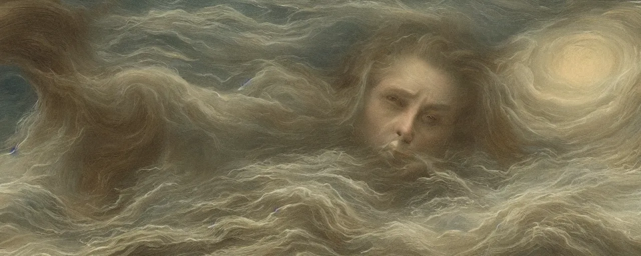 Image similar to beautiful face of the pummelling maelstrom evocation in the days of noah, detailed, intricate, advanced, no double, 8 k resolution