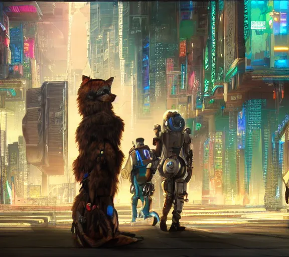 Image similar to high - resolution photograph from a cyberpunk era furry fandom convention ( midwest furfest 2 0 4 7 ), taking place after the genetic revolution and quantum singularity. photorealistic.