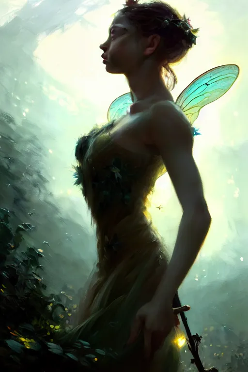 Image similar to cinematic shot of an epic portrait of a fairy dressed in military clothes, shiny skin, beautiful eyes, beautiful, small details, night setting, realistic poster with volumetric light from craig mallism, artgerm, jeremy lipkin and michael garmash, unreal engine, radiant light, detailed and complex environment, digital art, trends at art station, a masterpiece