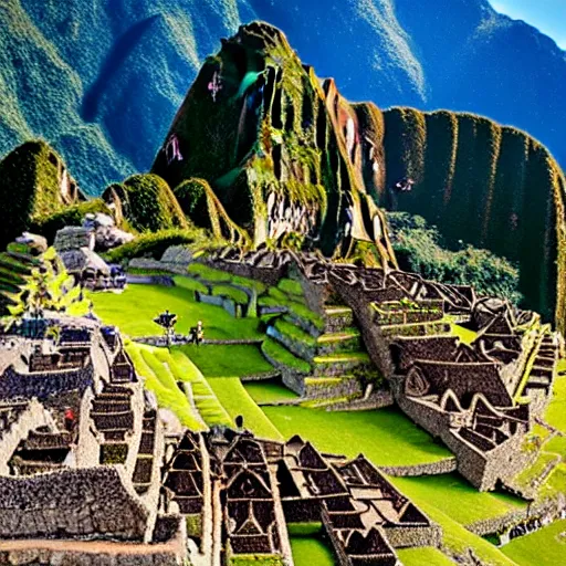 Prompt: ufo flying over machu picchu, photo, 8 k,