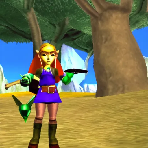 Prompt: a Ena in Ocarina of Time