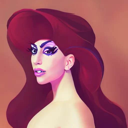 Prompt: portrait of the lady gaga as a disney princess, disney artstyle, artstation, concept art, smooth, sharp focus, illustration, hd, 8 k