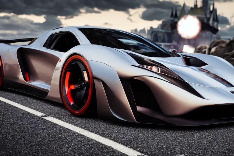 Image similar to photo wallpaper sport car gran turismo 7 forza horizon need for speed fast and furious 5 unreal engine supercar hypercar game concept car octane render, 4 khd 2 0 2 2 3 d cgi rtx style chrome reflexion global illumination ray tracing hdr arstation pixar and disney unreal