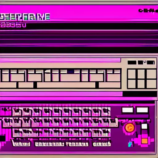 Image similar to c 6 4 with datasette in retro synthwave style, extreme detail