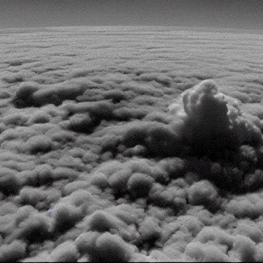 Prompt: combat drone strike war footage, ir, infrared camera, very high contrast, nuclear cloud, high angle vertical