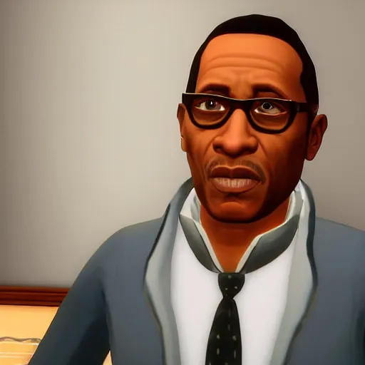 Image similar to gustavo fring selling meth in the sims 4, game screenshot, 4k