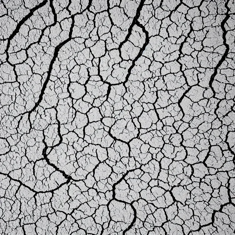 Prompt: a detailed pen and ink line - art drawing of a dry cracked desert surface as viewed from above. clean lines, mm, svg. technical