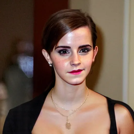 Prompt: a woman who is a combination of emma watson and kim kardashian, close up