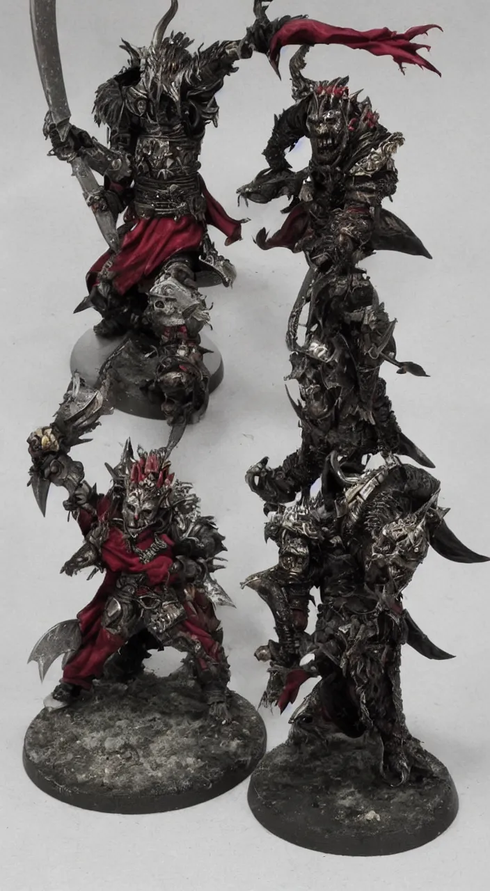 Image similar to vampire warlord with plate armor, huge mace, and pet werewolf