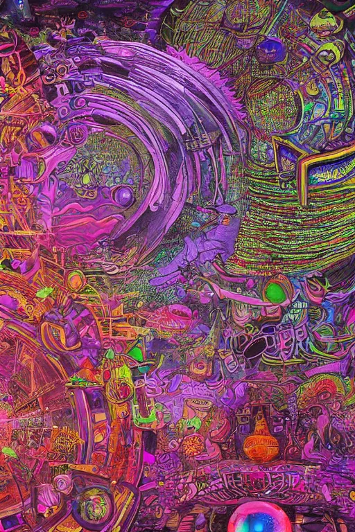 Image similar to futuristic universe, death of humanity, psychedelic dmt trip, detailed intricate, 8 k