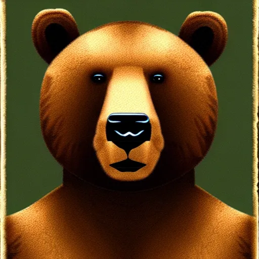 Image similar to portrait of anthropomorphic bear, paleolithic cave painting