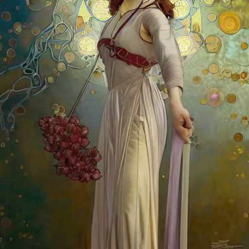 Image similar to Masterpiece portrait of Sakura Kinomot from Card Captro Sakura drawn by Donato Giancola and Tom Bagshaw, face by Artgerm and Edmund Leighton, Alphonse Mucha, background by James Jean and Gustav Klimt, 4k, posthuman, robotic body, porcelain skin, komorebi, french nouveau, trending on pixiv, octane render, hyperrealistic