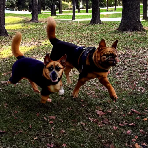 Prompt: Creepy paranormal footage of two dogs levitating