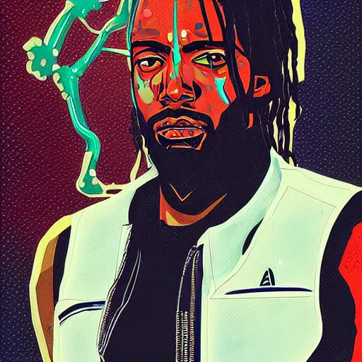 Image similar to portrait of kawhi leonard as half terminator by conrad roset, cybernetically enhanced, hyperdetailed, cyberpunk, cool, trending on artstation