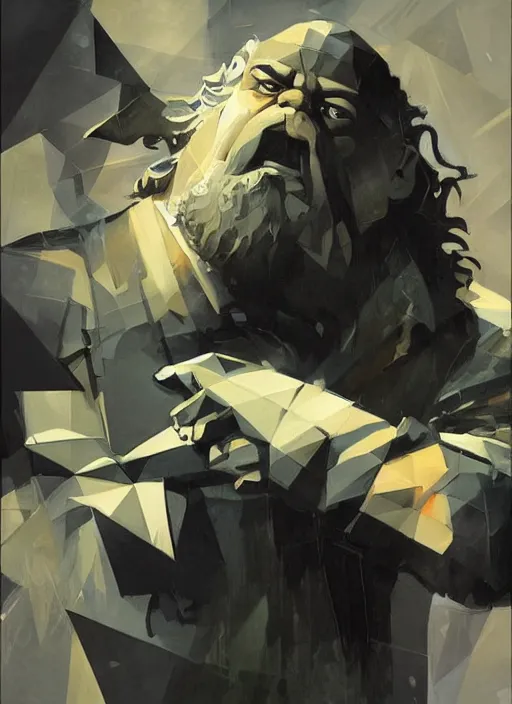 Image similar to low poly playstation 1 hagrid, painting by phil hale, fransico goya,'action lines '!!!, graphic style, visible brushstrokes, motion blur, blurry, visible paint texture, crisp hd image