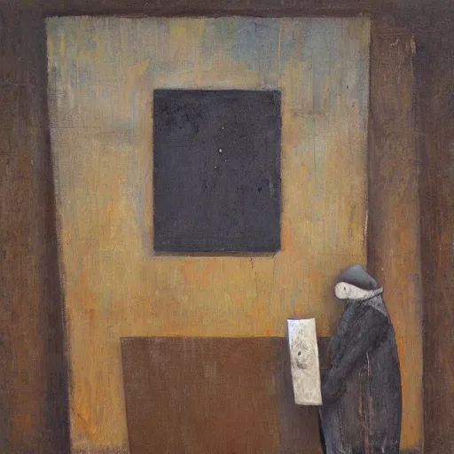 Prompt: an impasto painting by shaun tan of a forgotten abstract sculpture by the caretaker and ivan seal