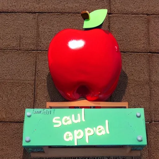 Prompt: red apple with the face of saul goodman