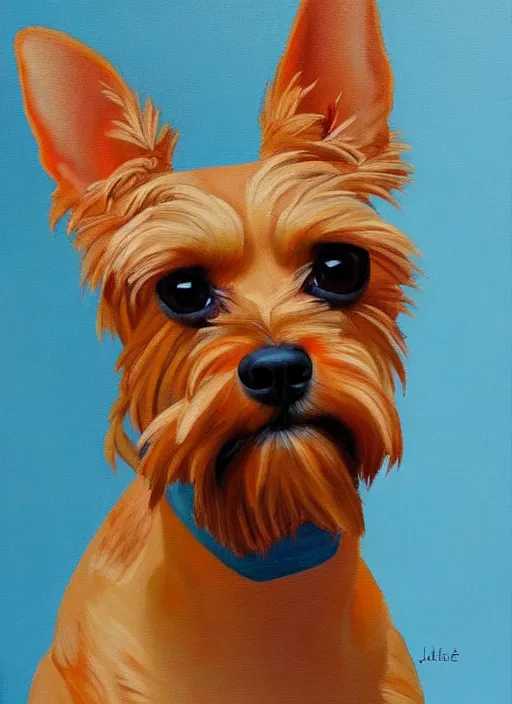 Image similar to painting by jon hale of tan chihuahua schnauzer mix visible brushstrokes, hd