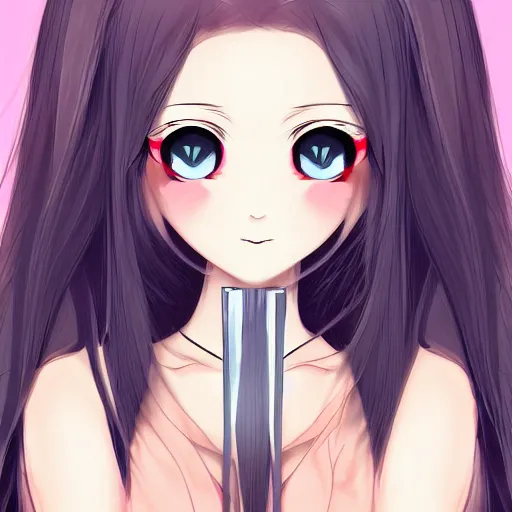 Image similar to portrait of a cute girl holding a knife, anime digital art,