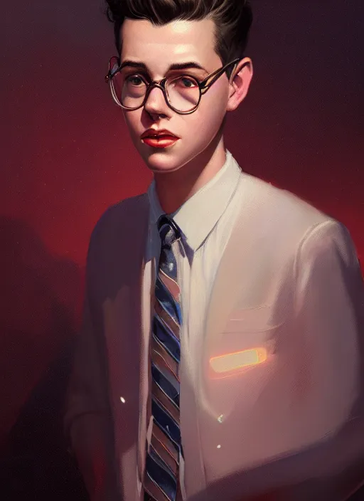 Prompt: portrait of young dilton doiley, 1 9 5 0 s, intricate, elegant, glowing lights, highly detailed, digital painting, artstation, concept art, smooth, sharp focus, illustration, art by wlop, mars ravelo and greg rutkowski