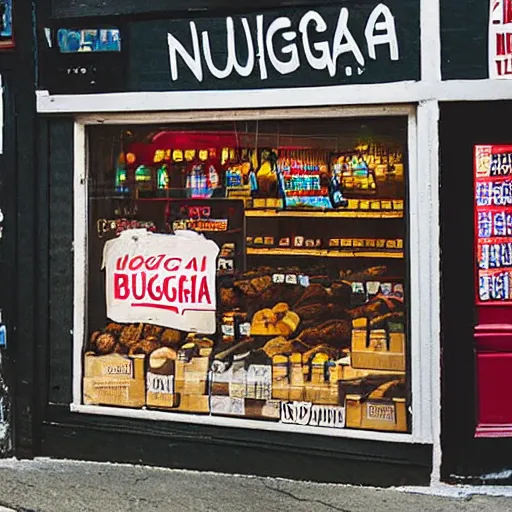 Image similar to bodega with sign saying “ bodega nugg ”