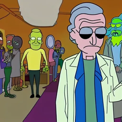 Image similar to stan lee cameo in rick and morty