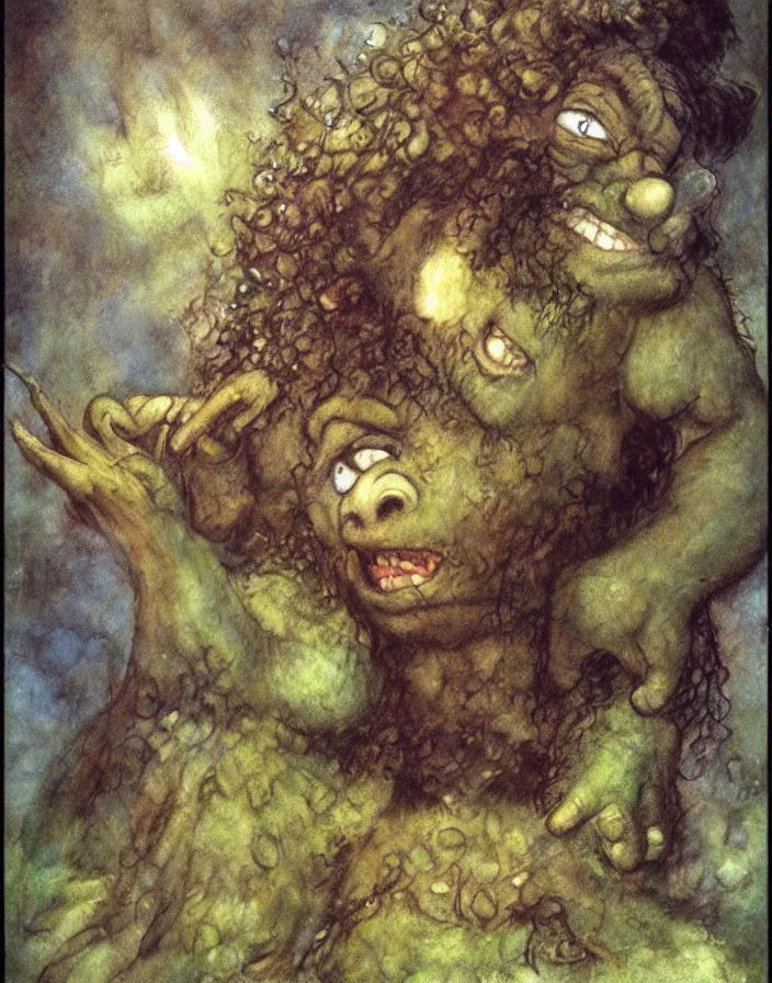 Prompt: happy little troll, by Brian Froud, painterly