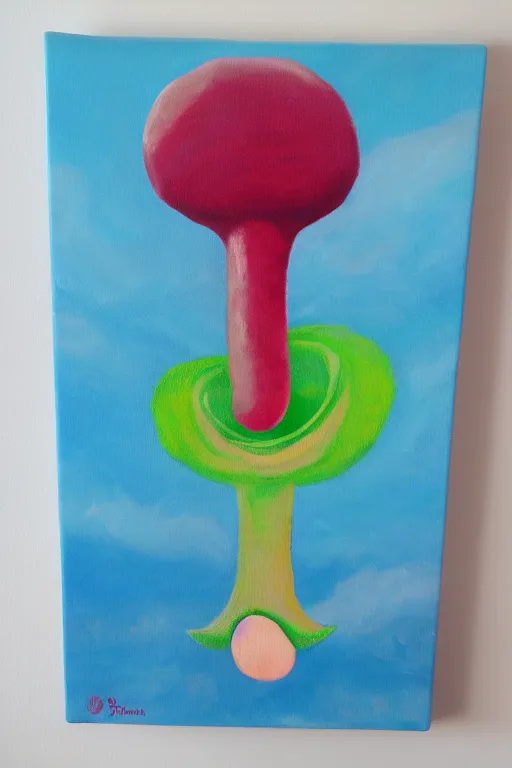 Image similar to plumbus, acrylic on canvas