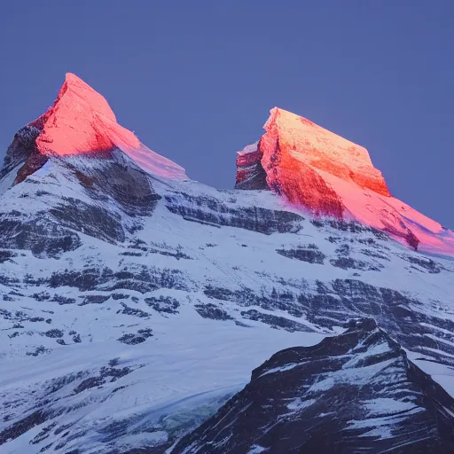 Prompt: flag of india is projected illuminated on the matterhorn mountain at night