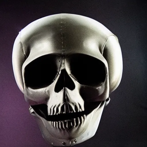 Prompt: a skull that looks like a spacesuit helmet