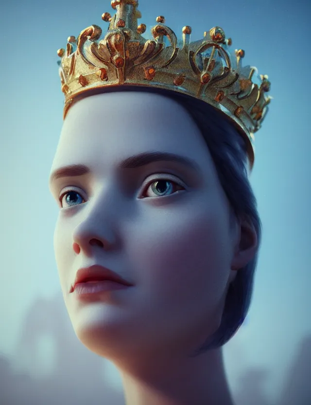 Image similar to blurred background. close-up portrait of a goddess in crown, by Artem Chebokha by Anka Zhuravleva and Alena Aenami, Atey Ghailan, octane render, unreal engine, cinematic counter light, high detail, octane render, 4k