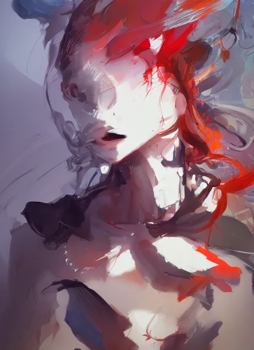 Prompt: semi reallistic gouache gesture painting, by yoshitaka amano, by ruan jia, by Conrad roset, by dofus online artists, detailed anime 3d rahxephone, portrait, cgsociety, artstation, rococo mechanical, Digital reality, sf5 ink style, dieselpunk atmosphere, gesture drawn