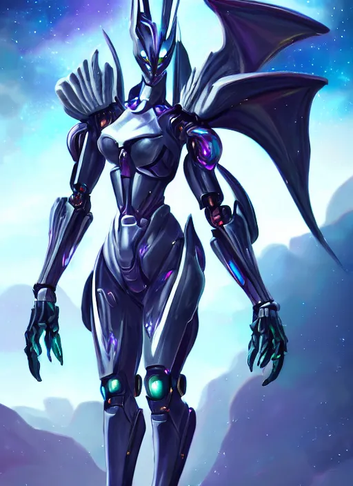 Image similar to cinematic goddess shot, cosmic sized perfectly proportioned stunning beautiful hot anthropomorphic robot mecha female dragon, nebula background, larger than galaxies, galaxy being held by sharp claws, sleek silver armor, epic proportions, epic size, epic scale, ultra detailed digital art, furry art, macro art, dragon art, giantess art, warframe fanart, furaffinity, deviantart