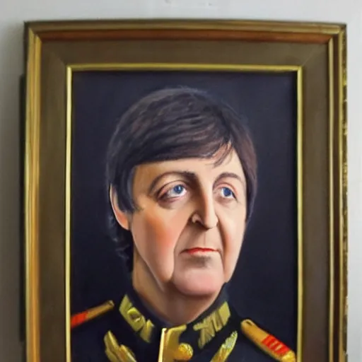Prompt: “Oil painting of Paul McCartney as a World War 1 general, 4k”