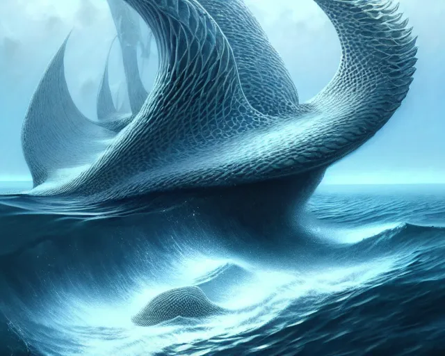 Image similar to a hyper - detailed 3 d render of aquatic animals of the cresting waves, surrealism!!!!! surreal concept art, lifelike, photorealistic, digital painting, aesthetic, smooth, sharp focus, artstation hd, by greg rutkowski, bruce pennington, valentina remenar and asher duran,