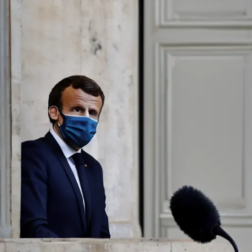 Prompt: Emmanuel Macron lost in the backrooms