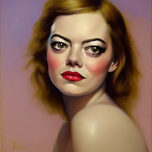Prompt: emma stone painted by luis ricardo falero