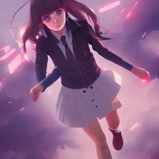 Image similar to high school girl shattering dimensions, digital anime art, wlop, sakimimichan, ilya kuvshinov, artgerm