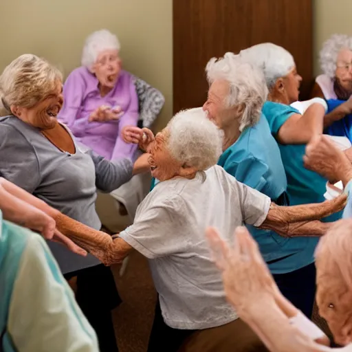 Image similar to mosh pit of elderly people at a nursing home
