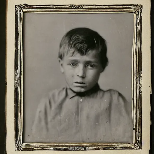 Image similar to facial portrait of a 3 year old boy, 1 9 1 9, ambrotype, by george s. cook, award winning