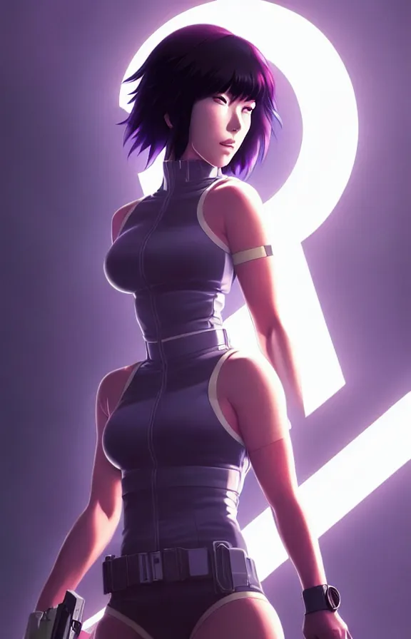 Image similar to a fullbody portrait of motoko kusanagi the major ghost in the shell : : stand alone complex, under repairs, maintenance : : by ilya kuvshinov, rossdraws, artgerm, sola digital arts, anti aliasing, raytracing : :