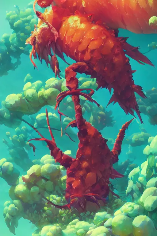 Image similar to creature animal sushi cristal very big eye roots cactus elemental flush of force nature micro world fluo fishscale, behance hd by jesper ejsing, by rhads, makoto shinkai and lois van baarle, ilya kuvshinov, rossdraws global illumination